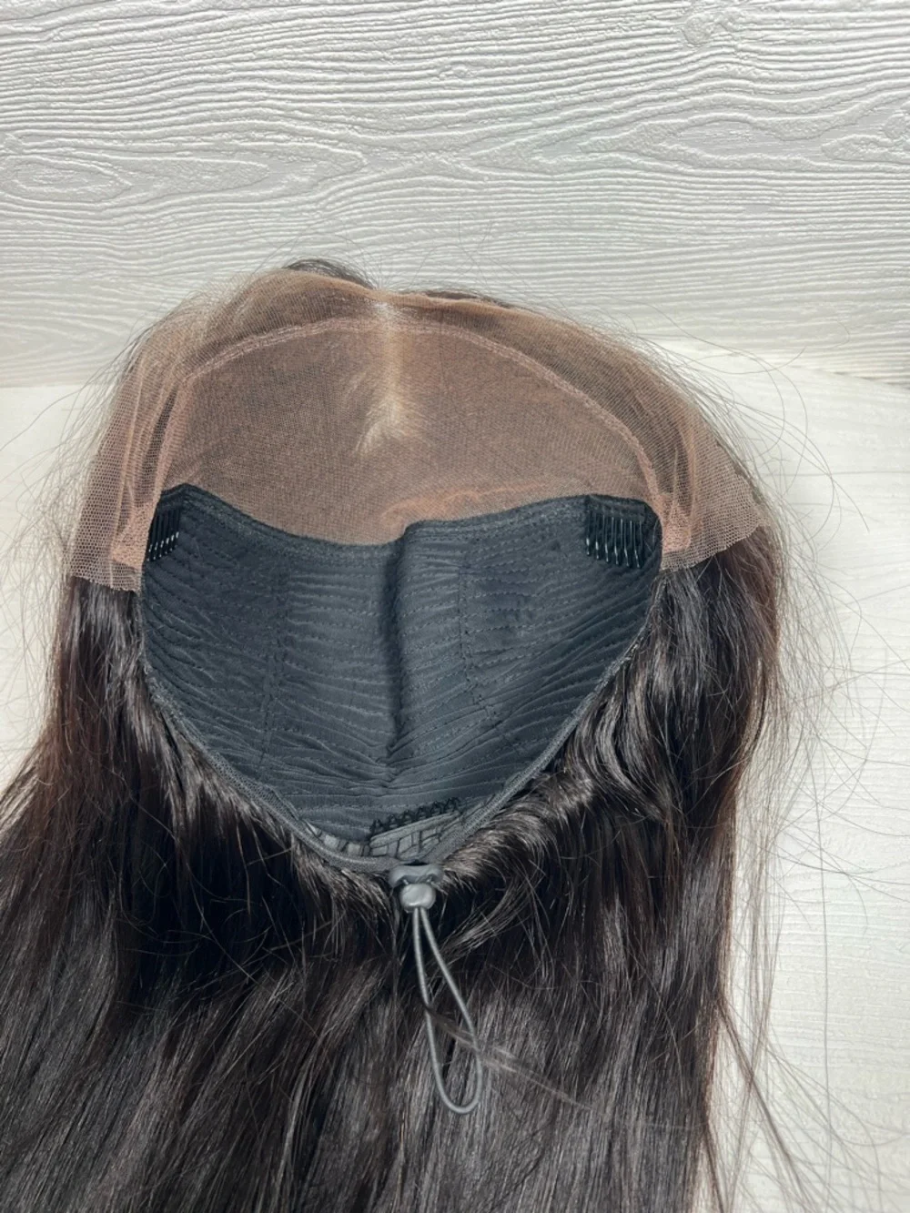 Natural Black Human Hair Straight Glueless Pre Cut 20 Inch Wig